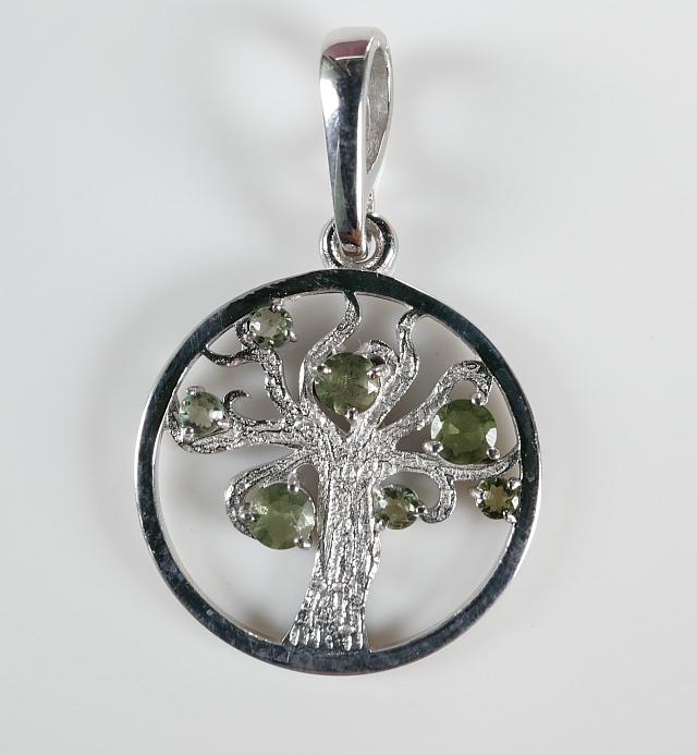 Authentic Moldavite Sterling Silver Pendant Faceted Moldavite Necklace