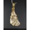 Natural raw Libyan Desert Glass copper gold plated wire wrap pendant,unique | PENDANT-WORLD.COM | Buy at $43